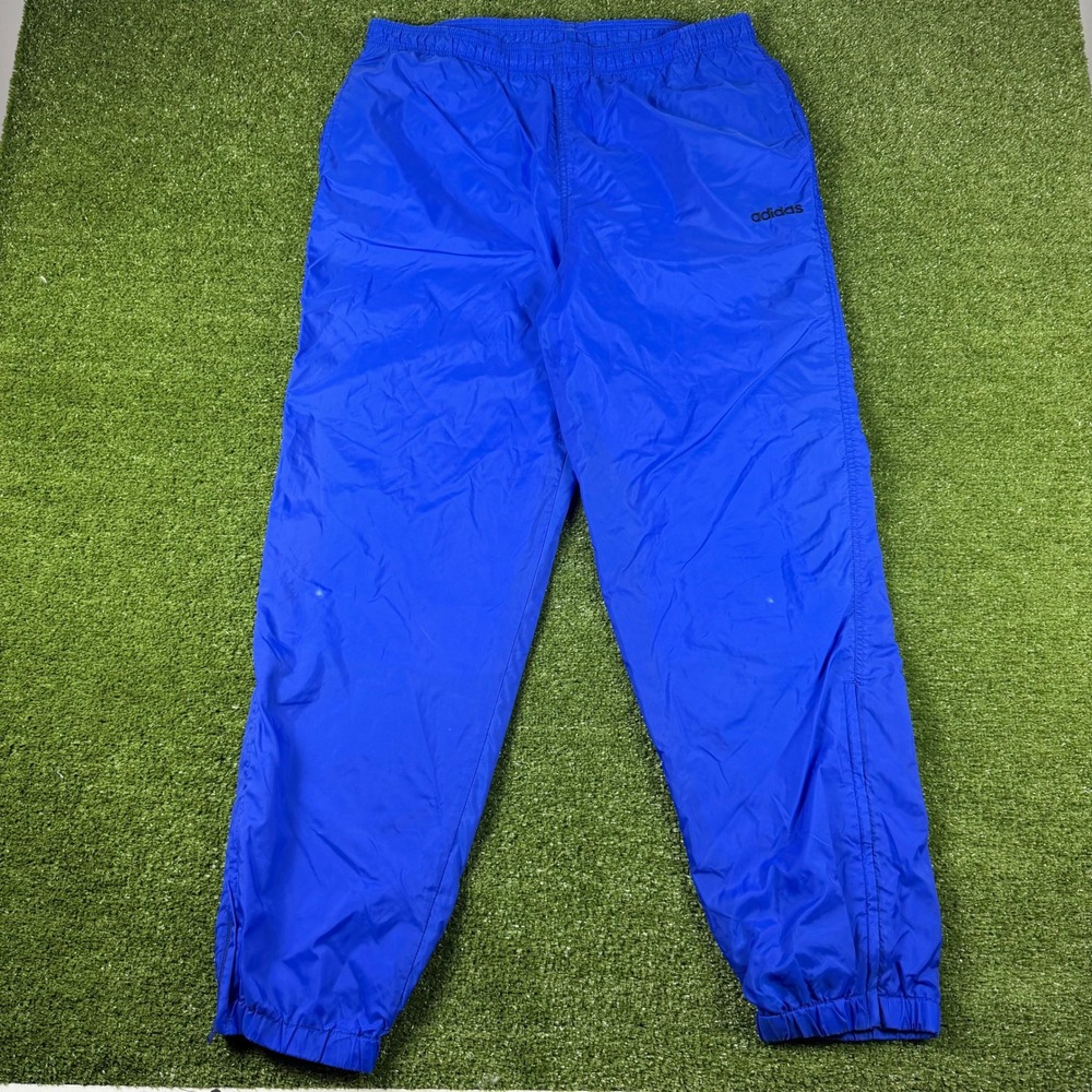 Vintage Adidas Track Pants Mens‎ Large Blue Nylon Windbreaker Joggers 90s Sport